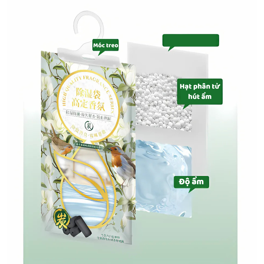 Túi Hút Ẩm Mùi Thơm Nước Hoa 2 Ngăn Siêu Thấm Hút Ẩm Chống Mốc, Túi Thơm Để Tủ Quần Áo, Tủ Giày