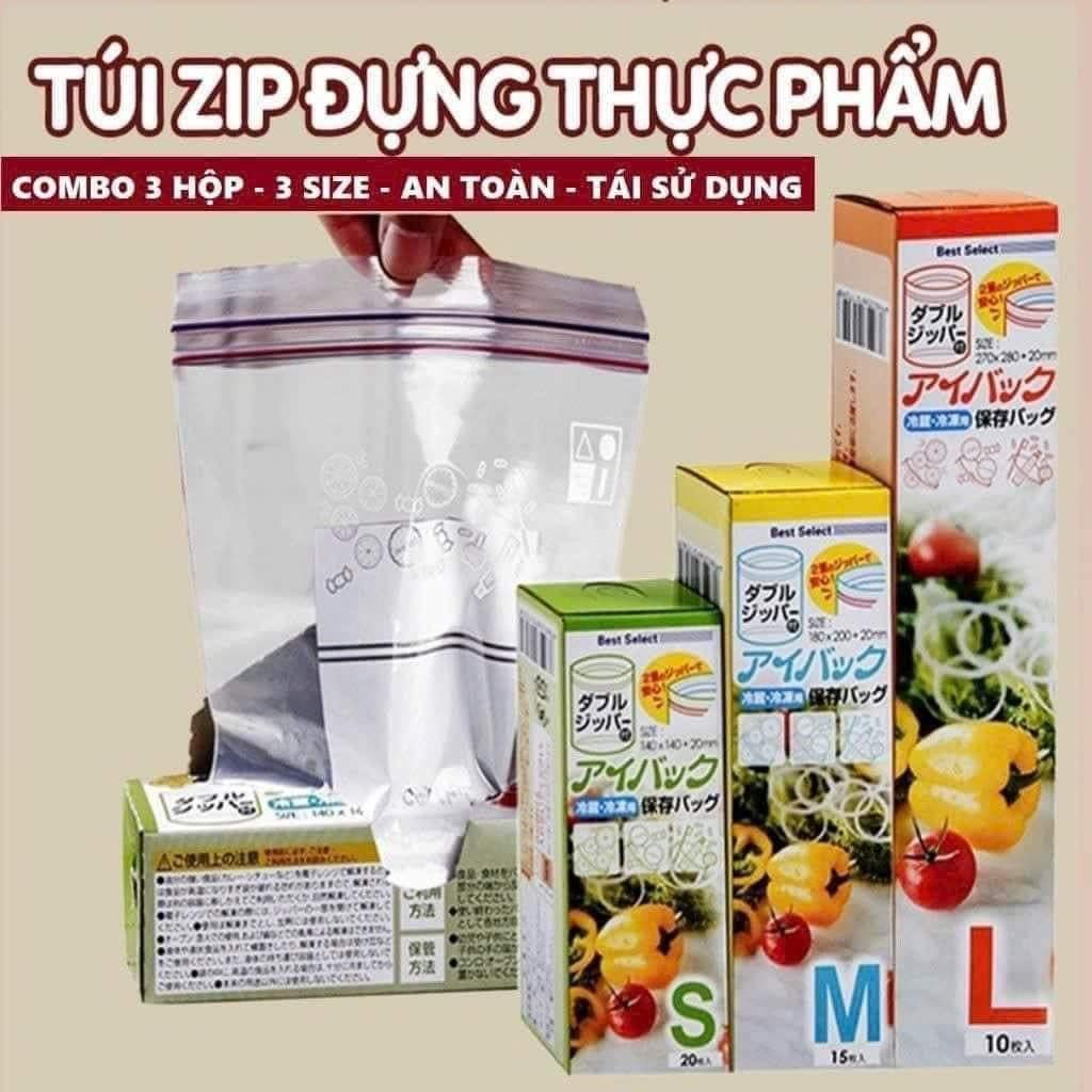 SET 3 HỘP TÚI ZIP ĐỰNG VÀ BẢO QUẢN THỰC PHẨM NHẬT BẢN TIỆN LỢI
