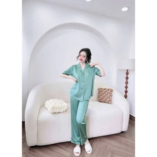 Pijama Lụa Latin Cao Cấp,Có Hai Size  40-60 kg và 60-75 kg Màu Trơn Mẫu Truyền Thống Có Nhiều Màu Sang Trong Dành Cho Nữ