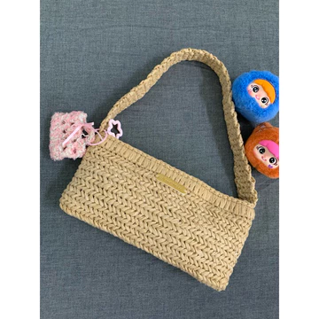 Túi kẹp nách Túi đeo vai Túi xách hoạ tiết xương cá Túi xách Handmade (ko kèm charm)