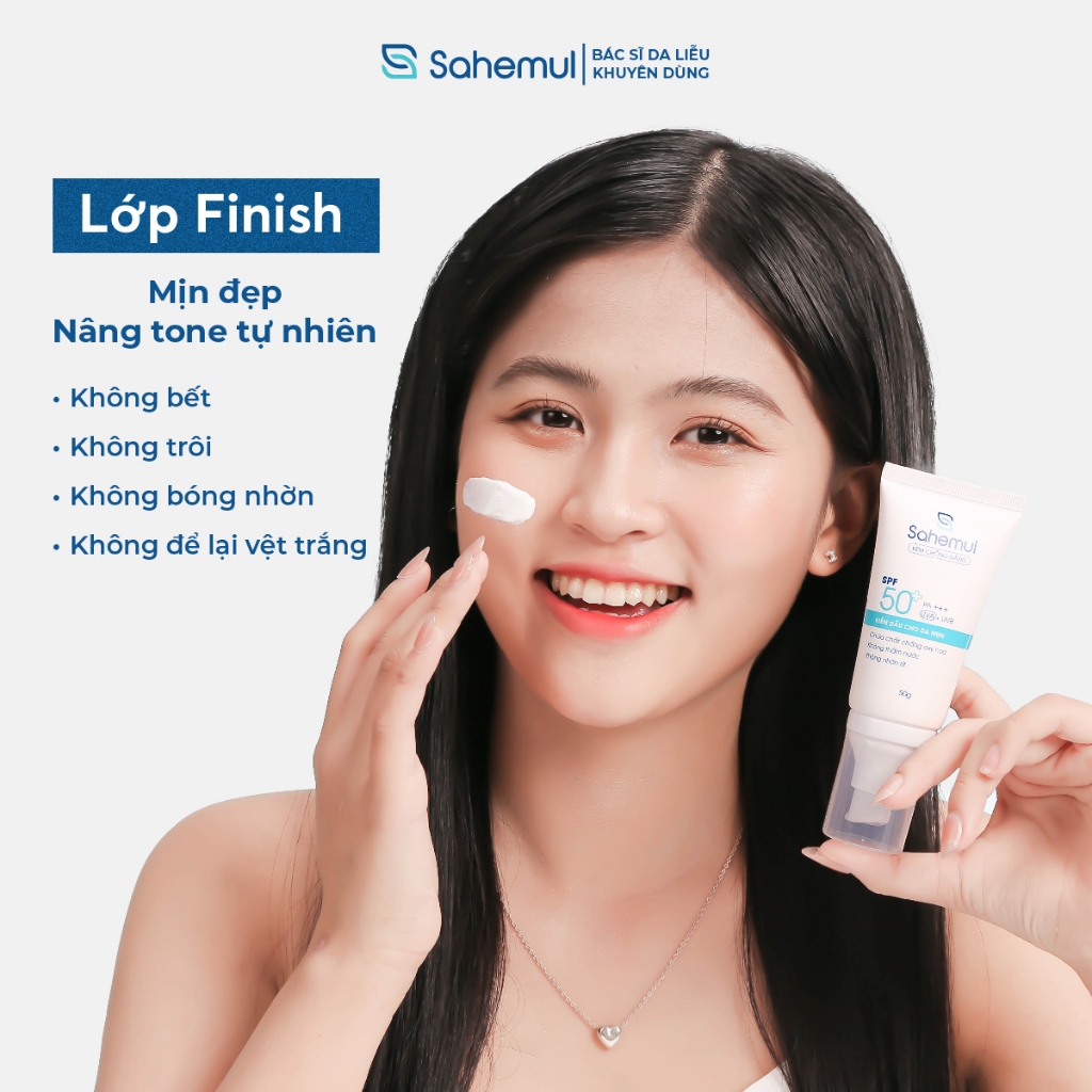 Ảnh Kem Chống Nắng Nâng Tone, Kiềm Dầu, Kháng Nước Cho Da Dầu Mụn 20gr Sahemul [TẶNG NTT 150ML] 3
