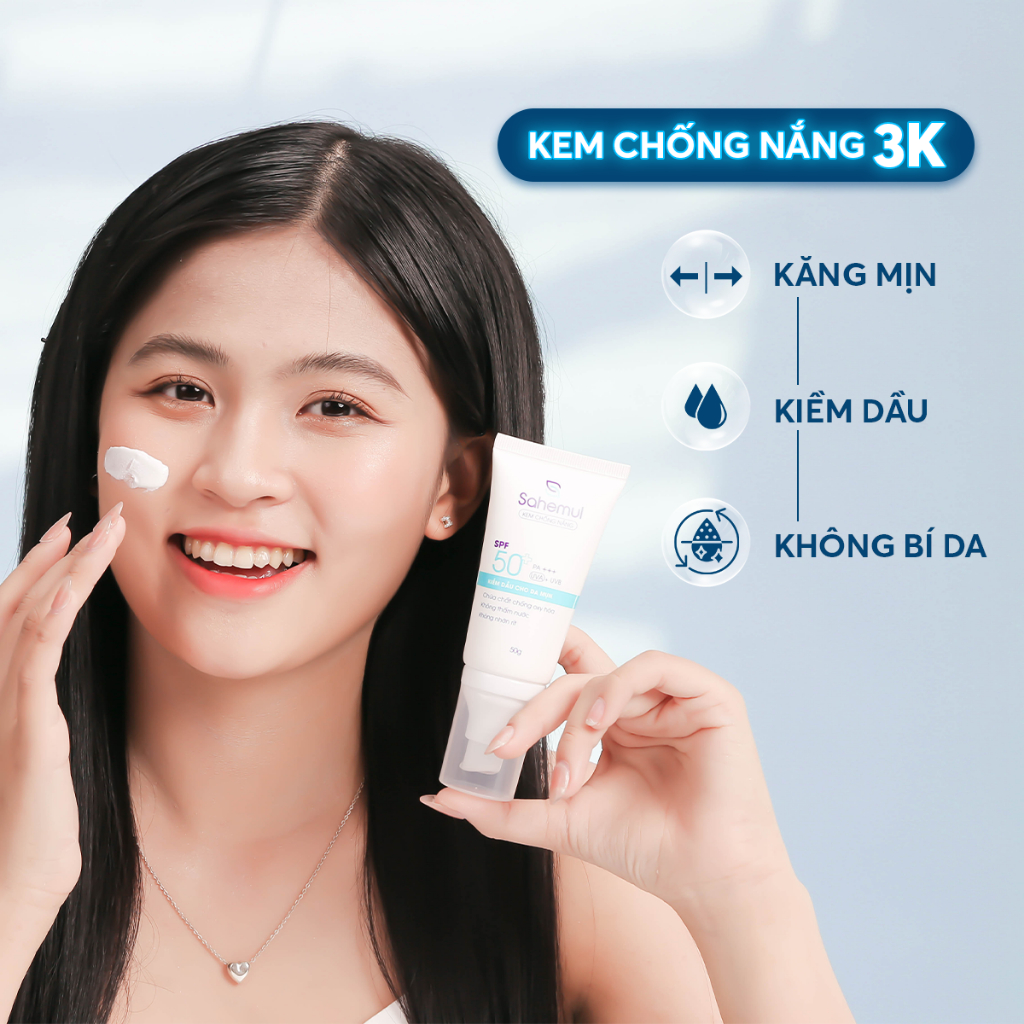 Ảnh Kem Chống Nắng Nâng Tone, Kiềm Dầu, Kháng Nước Cho Da Dầu Mụn 20gr Sahemul [TẶNG NTT 150ML] 1