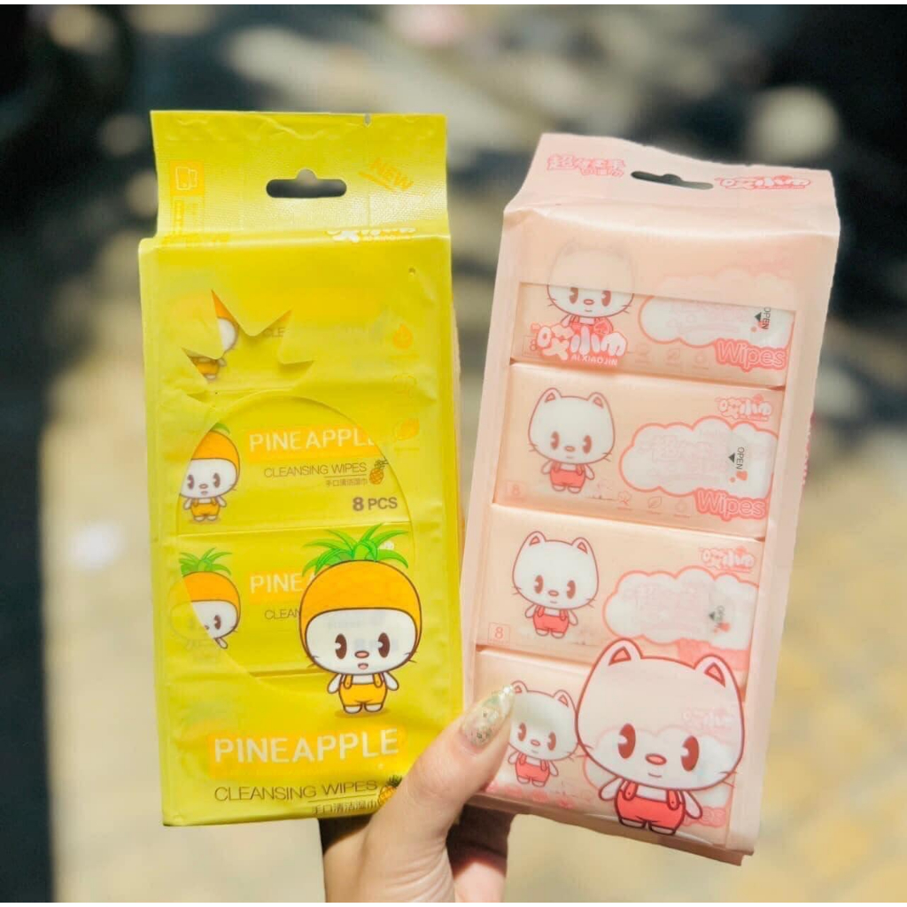 BỊCH 8 GÓI KHĂN ƯỚT MINI TIỆN LỢI MANG THEO - MỖI BỊCH 8 GÓI, MỖI GÓI 8 TỜ