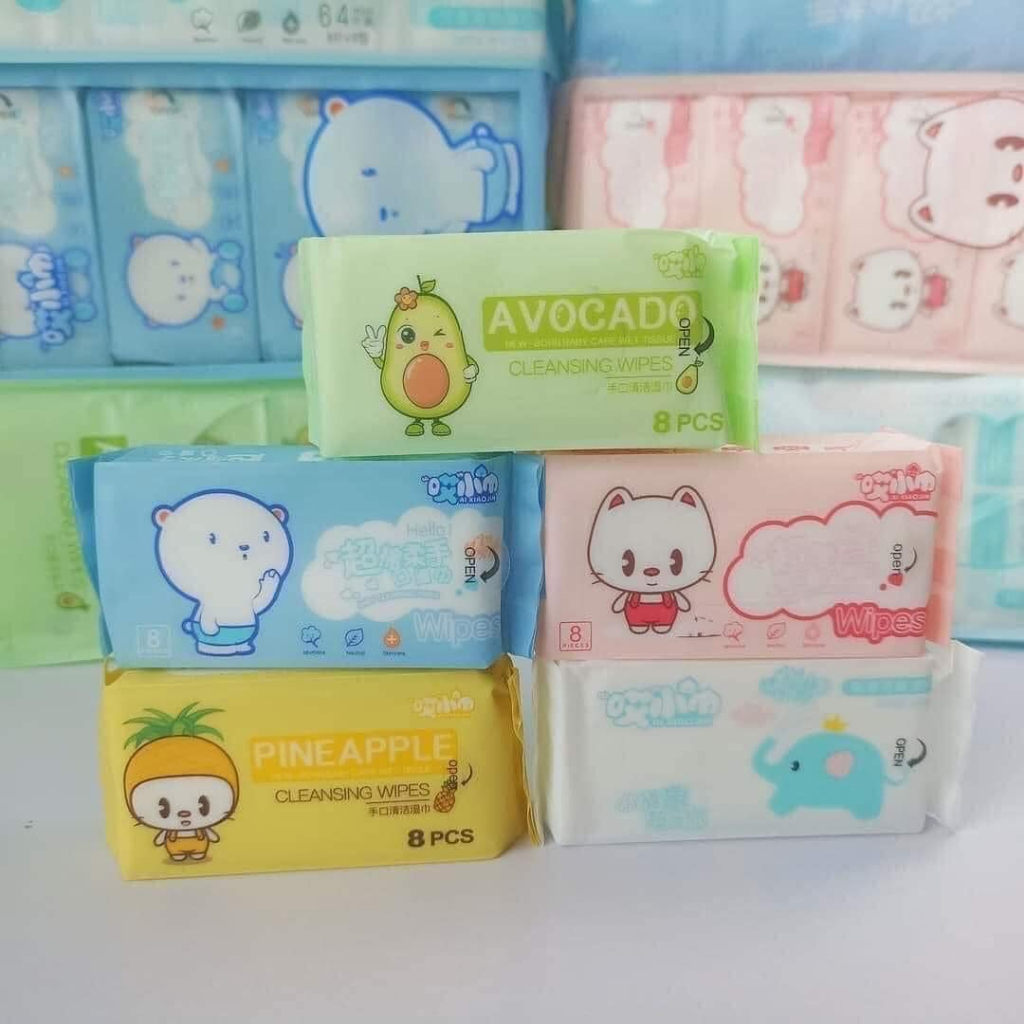 BỊCH 8 GÓI KHĂN ƯỚT MINI TIỆN LỢI MANG THEO - MỖI BỊCH 8 GÓI, MỖI GÓI 8 TỜ