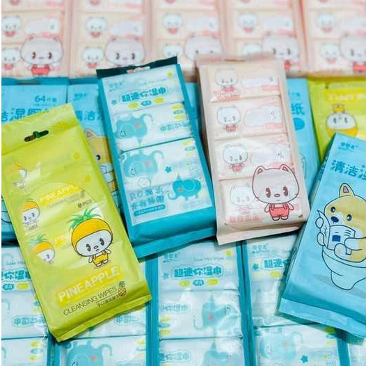 BỊCH 8 GÓI KHĂN ƯỚT MINI TIỆN LỢI MANG THEO - MỖI BỊCH 8 GÓI, MỖI GÓI 8 TỜ