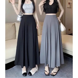 Quần ống rộng giả (CÓ BIGSIZE 40 - 75KG) váy xếp ly  dáng dài quần Vải Lưng Cao, chất mềm mịn mát,- mã 831
