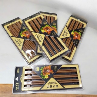 Bộ 10 Đôi Đũa Gỗ Kang Fu Lin KFL tự nhiên cao cấp, Đũa ăn an toàn lành tính cao cấp