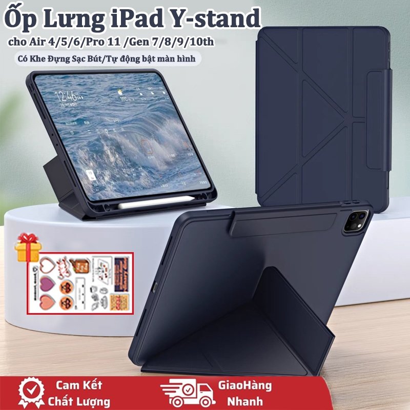 Ốp Lưng Cho iPad Air 6 M2 11 ” Gen 9 8 7 10.2" Air4 5 10.9 "10th 10.9 ” Pro 11" Chống Sốc Cao Cấp Có Giá Đỡ Bút Chì