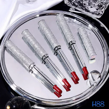 Set son thỏi lì ánh bạc điêu khắc 4 cây dưỡng môi lâu trôi, Set son nội địa trung mịn mượt như nhung, 4 màu siêu đẹp