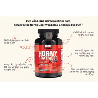 Viên uống tăng cường sức khỏe nam Force Factor Horny Goat Weed Max 1,500 MG (90 viên)