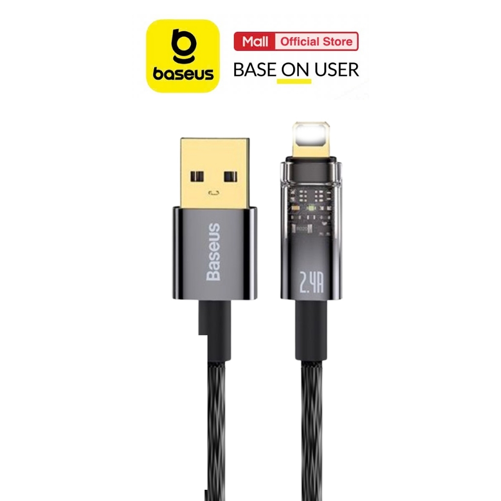 Ảnh Cáp sạc tự ngắt PD12W Baseus Explorer Series USB dùng cho iP6/7/8/10/11/12/13/14 vải dù siêu bền dài 100CM  ( Đen ) 4