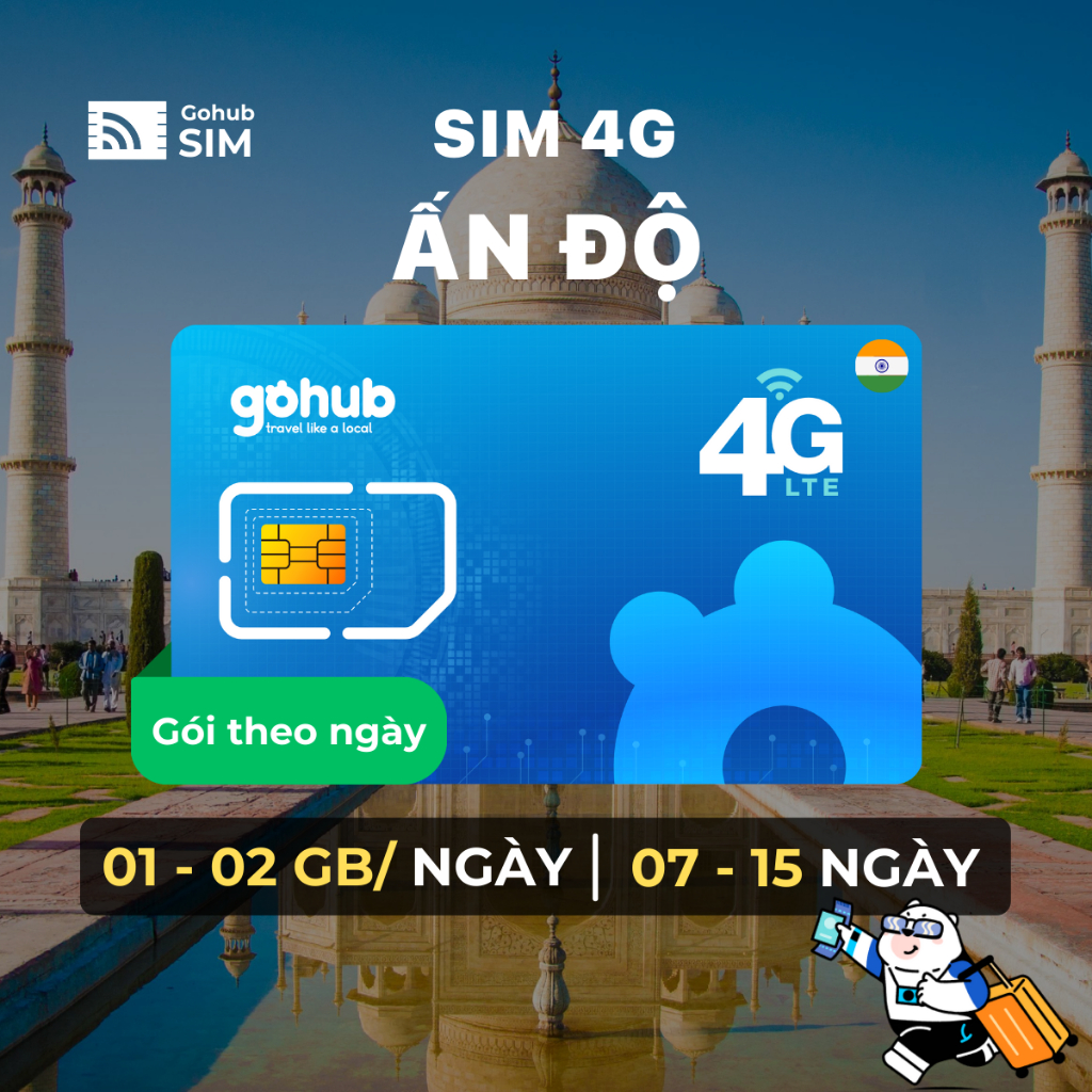 [GOHUB] SIM 4G du lịch Ấn Độ - Gói theo ngày (07 - 15 ngày) - Tặng kèm ...