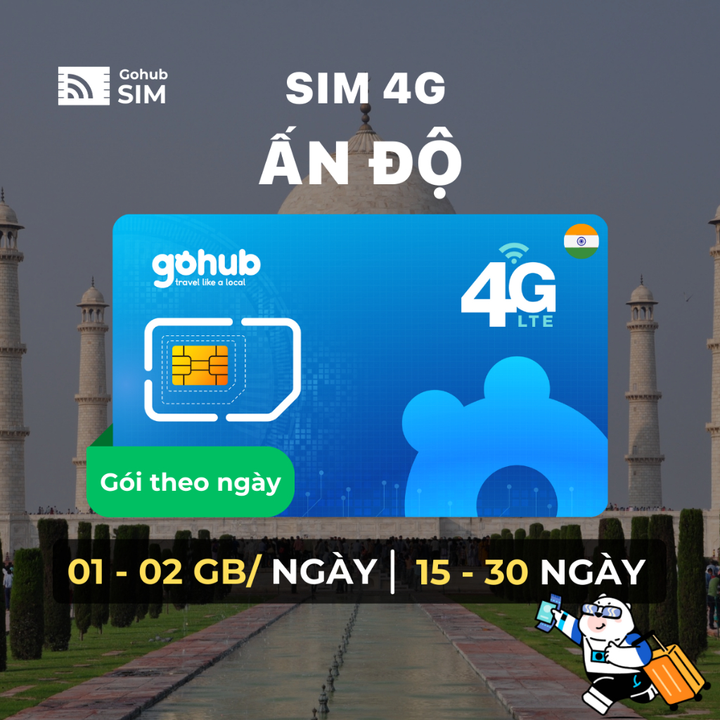 [GOHUB] SIM 4G du lịch Ấn Độ - Gói dài ngày (20 - 30 ngày) - Tặng kèm ...