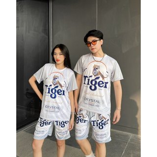 🚚 FREESHIP 🚚 Set Bộ Thể Thao Hè Cộc Tay Quần Rộng Phối Họa Tiết BIA TIGER BẠC 5 SIZE Nam Nữ KL2
