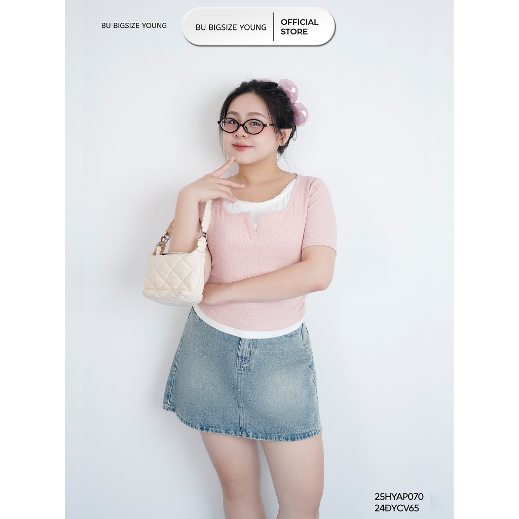 Áo thun cổ vuông bổ trụ phối 2 dây trắng BIGSIZE (55kg đến 95kg ...