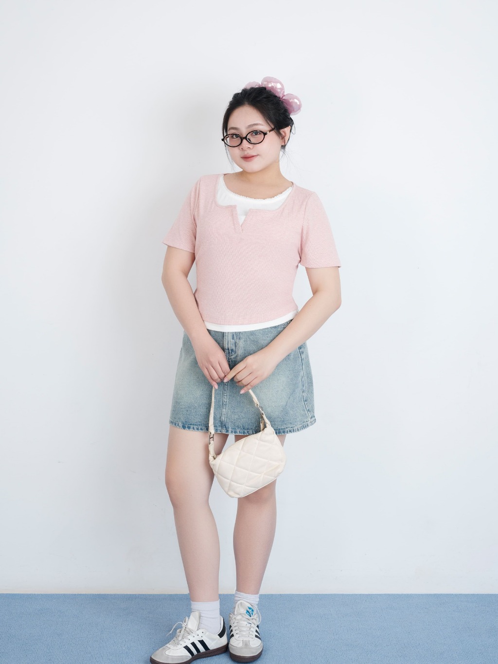 Ảnh Áo thun cổ vuông bổ trụ phối 2 dây trắng BIGSIZE (55kg đến 95kg) – 25HYAP070 - [BU Bigsize Young] 1