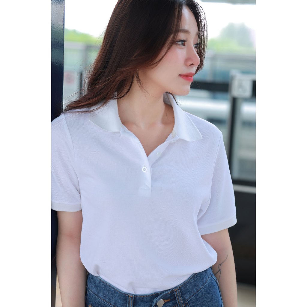 Ảnh Áo polo nữ trơn tay ngắn basic form rộng GILLEE mang phong cách Hàn Quốc chất liệu cotton thoáng mát, mềm mại FAP078 2