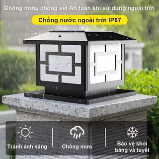 OOKAS Đèn trụ cổng năng lượng mặt trời Đèn trang trí sân vườn cột, IP67 chống nước