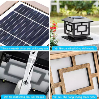 OOKAS Đèn trụ cổng năng lượng mặt trời Đèn trang trí sân vườn cột, IP67 chống nước