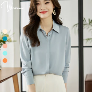 Áo sơ mi nữ công sở nhiều màu kiểu tay dài nút ẩn cao cấp chất vải lụa đẹp Wexuu Design - SM01SP