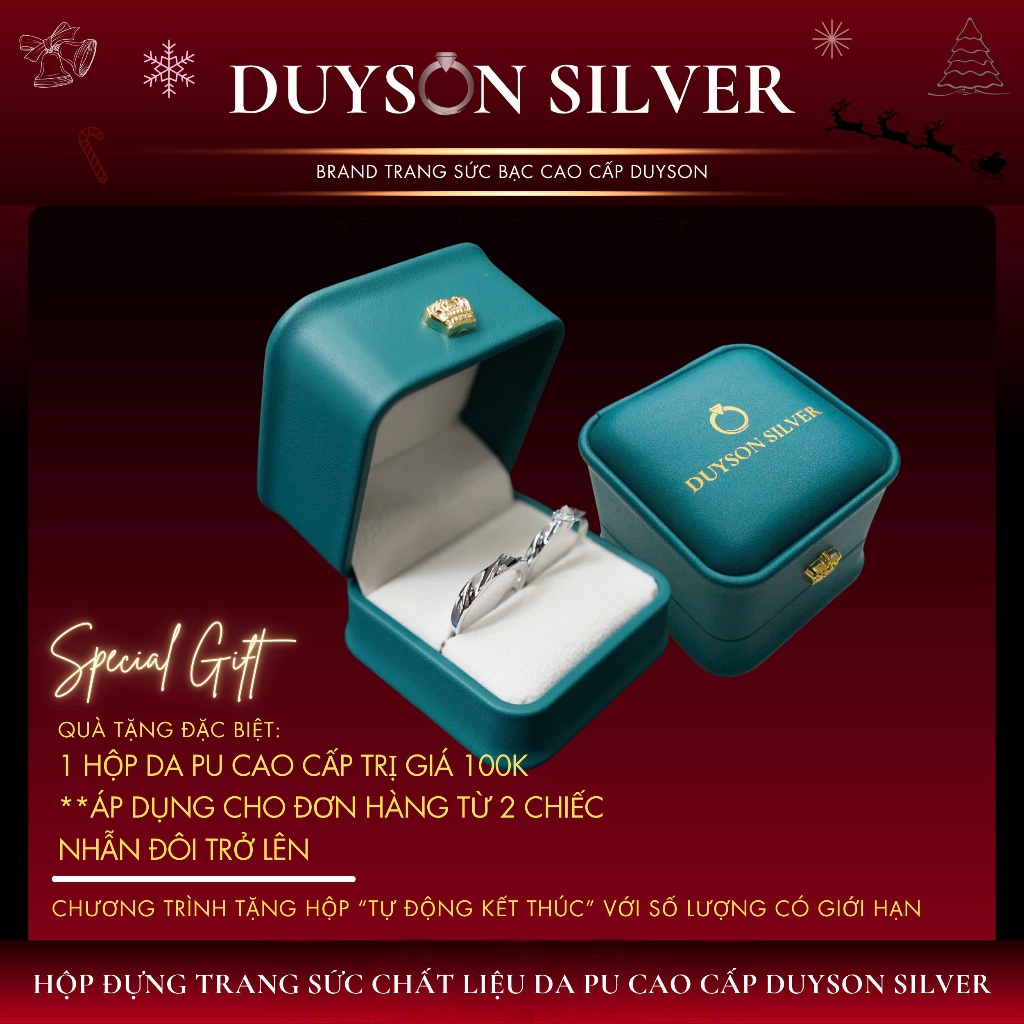 Nhẫn đôi bạc 925 Duyson Silver, Nhẫn tự chỉnh size hình chiếc Nơ đá tim tình yêu hẹn ước NDFS25 | BigBuy360 - bigbuy360.vn
