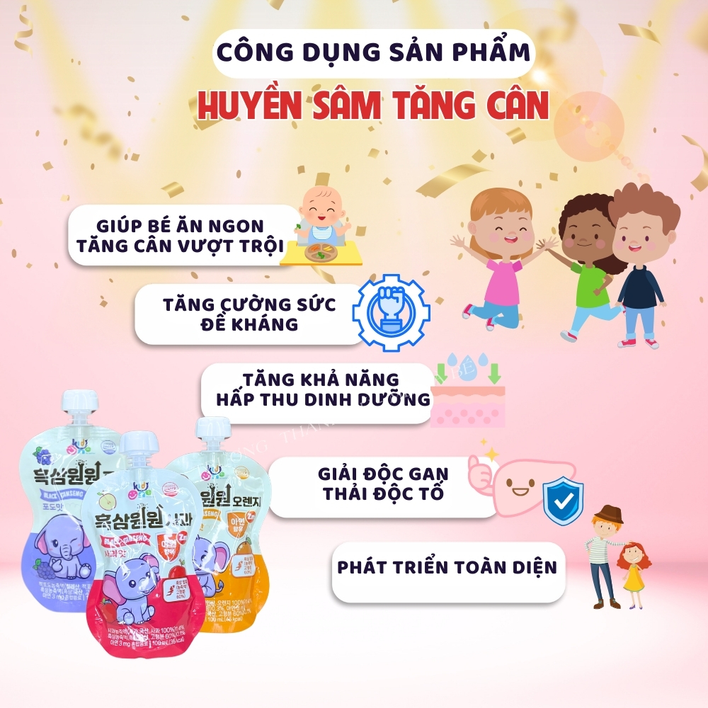 Product image Huyền Sâm Tăng Cân Hàn Quốc Giúp Bé Tăng Cân Vượt Trội,Tăng Đề Kháng, Hấp Thu Tốt Phát Triển Toàn Diện [1 Thùng 40 Gói ] 3