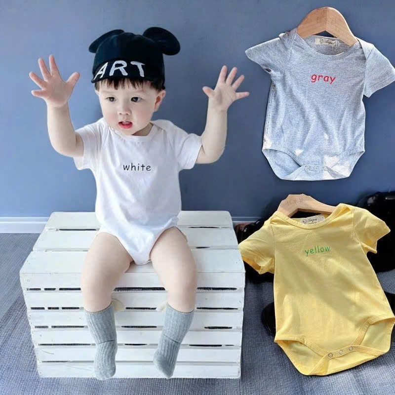 Bộ bodysuit liền thân ngắn tay dành cho bé trai bé gái sơ sinh 3-12kg chất liệu cotton lạnh mềm mát