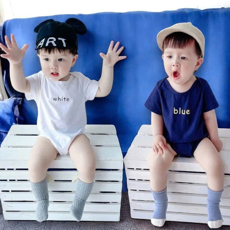 Bộ bodysuit liền thân ngắn tay dành cho bé trai bé gái sơ sinh 3-12kg chất liệu cotton lạnh mềm mát