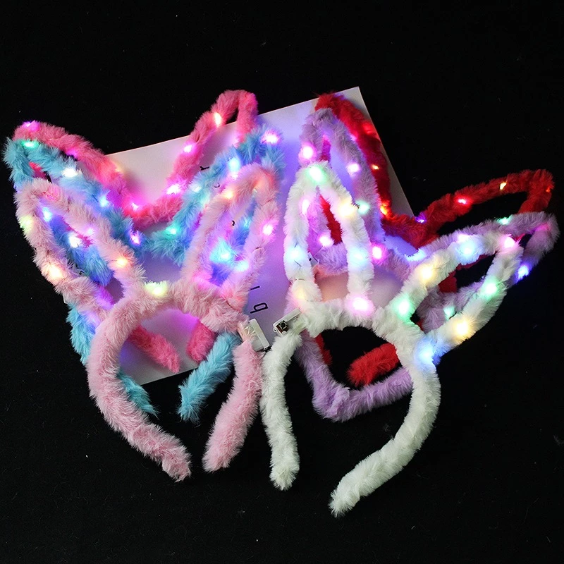 Băng đô đèn led, cài tóc, Bờm tai thỏ, Kuromi, hóa trang, sinh nhật, halloween, noel - MK024
