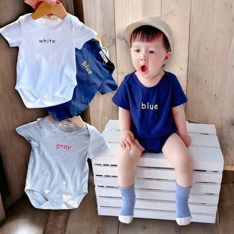Bộ bodysuit liền thân ngắn tay dành cho bé trai bé gái sơ sinh 3-12kg chất liệu cotton lạnh mềm mát