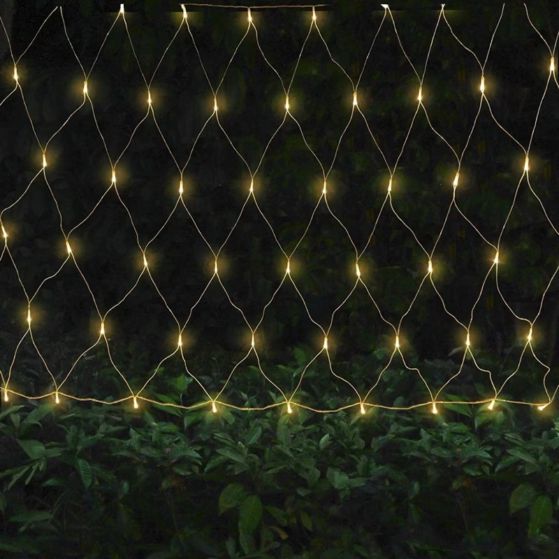 Rèm Đèn Led Lưới Cá Màu Vàng Không Chớp Ngang 1,5m & Dài 1,5m Trang Trí Sân Vườn, Tường Nhà