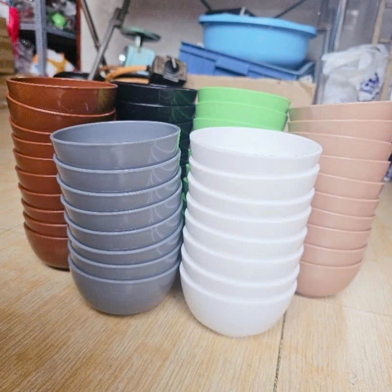 Set 10 chén tròn nhựa đủ màu kích thước 14cm dùng để ăn cơm, ăn canh..- Combo 10 chén 14cm bằng nhựa đủ màu