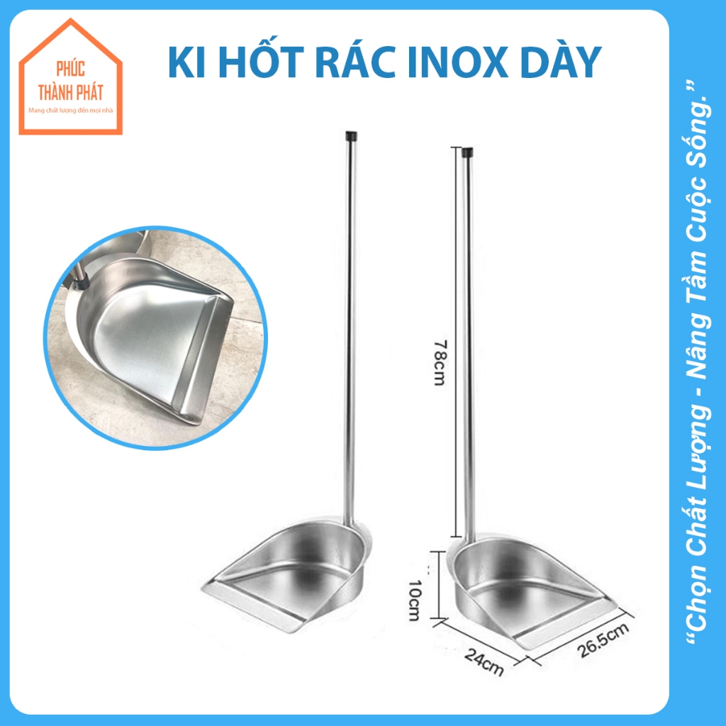 Ki Hốt Rác INOX Đồ Hốt Rác Cán Dài Dày Dặn Cứng Cáp Cao Cấp Chống Gỉ ...
