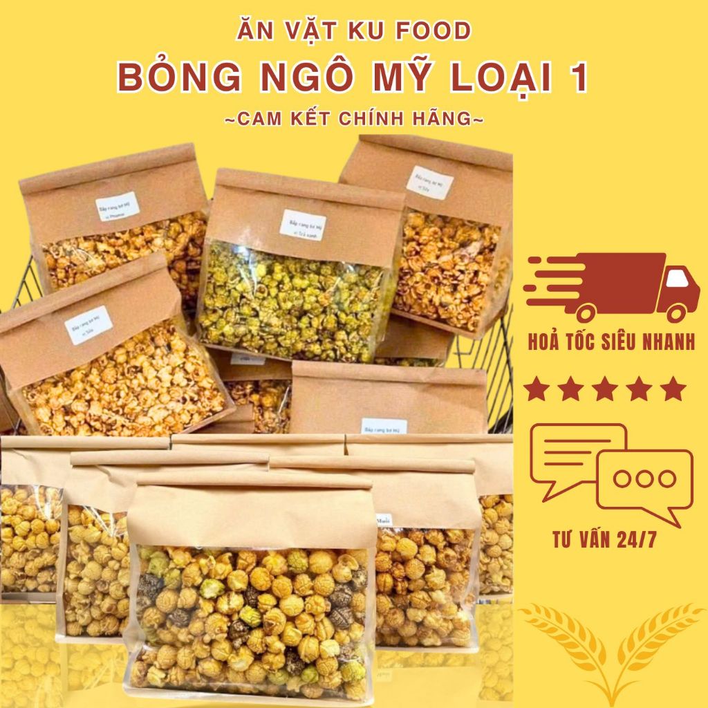 [TÚI TO 500G] Bỏng Ngô Mỹ Mix Nhiều Vị Caramel – Bắp Rang Bơ – Bỏng Ngô Nổ