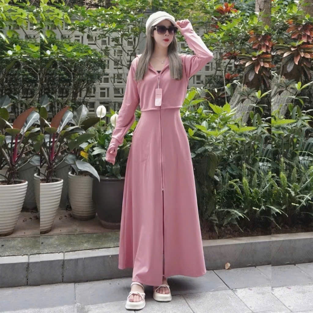 Áo Chống Nắng Toàn Thân Nữ 2 Lớp Dáng Croptop,Vải Umi Co Giãn Chống Nắng Tốt
