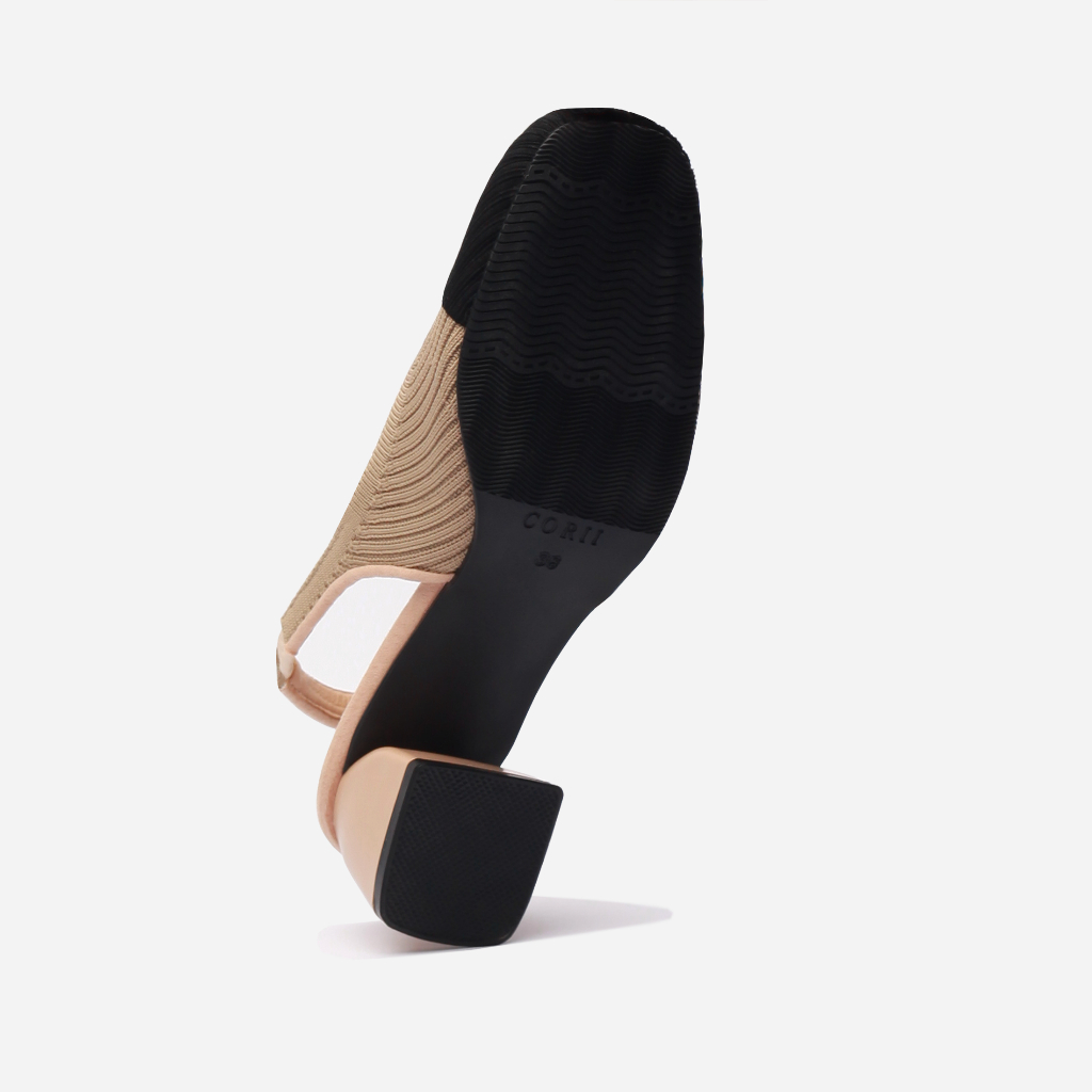 CORII - Giày Cao Gót Slingback Mũi Vuông The Dainty Gót Vuông cao 4cm Thời Trang và Thoải Mái Nhất - CR8DATS Kem Đen