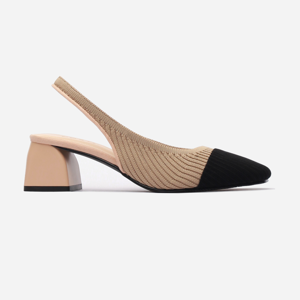 CORII - Giày Cao Gót Slingback Mũi Vuông The Dainty Gót Vuông cao 4cm Thời Trang và Thoải Mái Nhất - CR8DATS Kem Đen