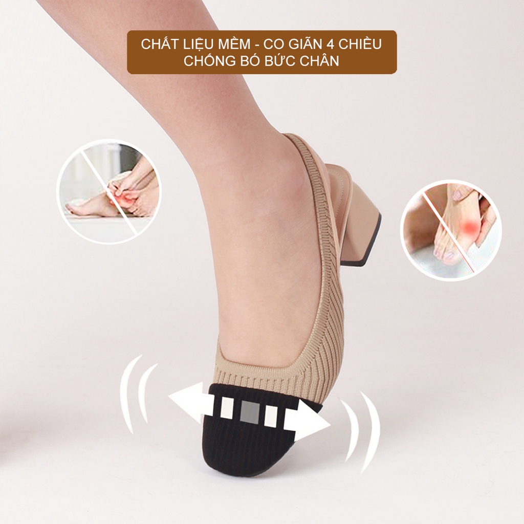 CORII - Giày Cao Gót Slingback Mũi Vuông The Dainty Gót Vuông cao 4cm Thời Trang và Thoải Mái Nhất - CR8DATS Kem Đen