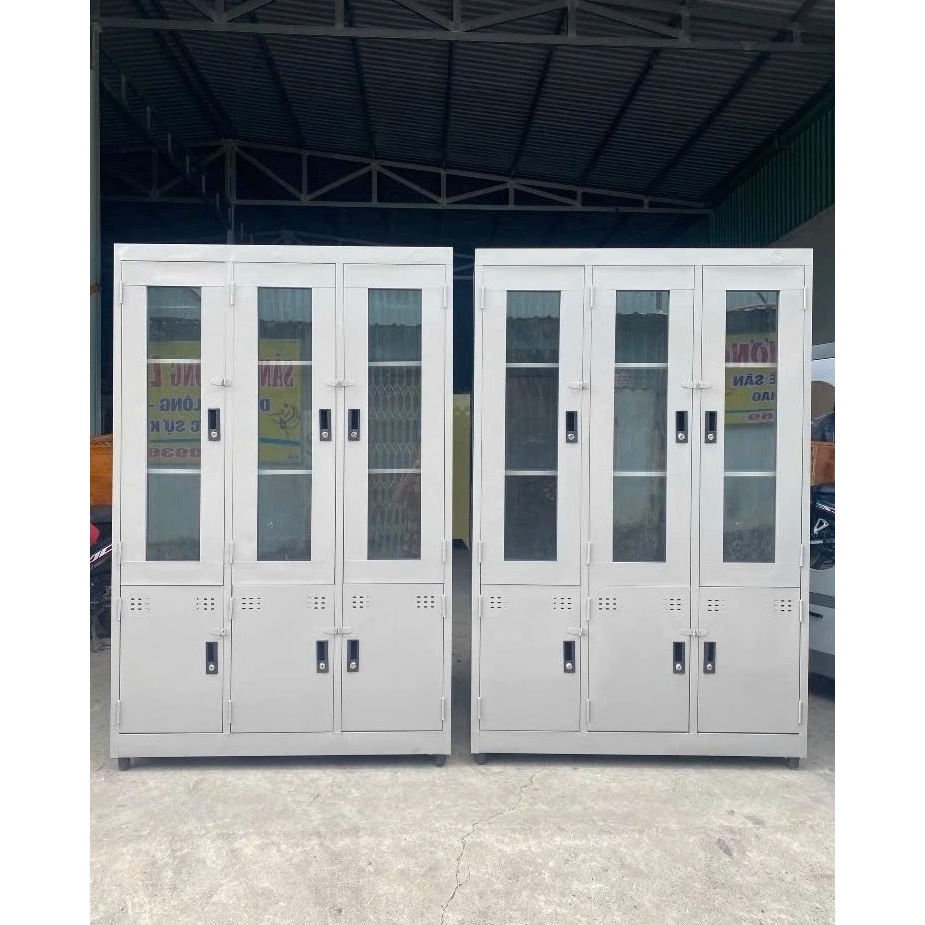 Tủ hồ sơ sắt 2 3 4 cánh kiếng trưng bày - tủ kính đựng tài liệu và giấy tờ có khóa.