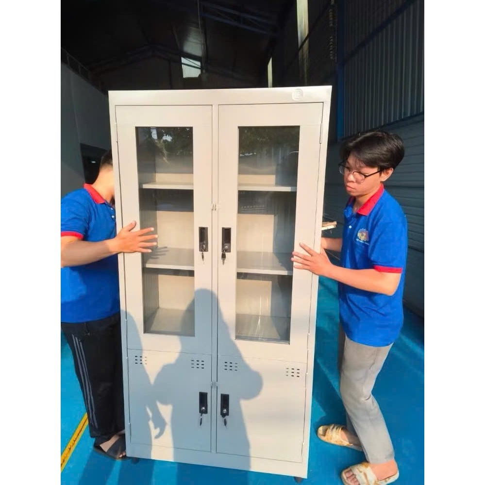Tủ hồ sơ sắt 2 3 4 cánh kiếng trưng bày - tủ kính đựng tài liệu và giấy tờ có khóa.