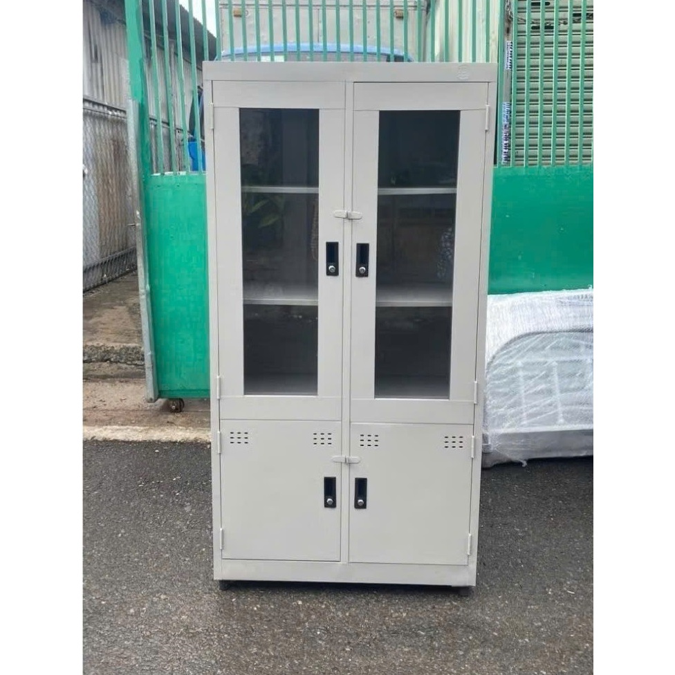 Tủ hồ sơ sắt 2 3 4 cánh kiếng trưng bày - tủ kính đựng tài liệu và giấy tờ có khóa.