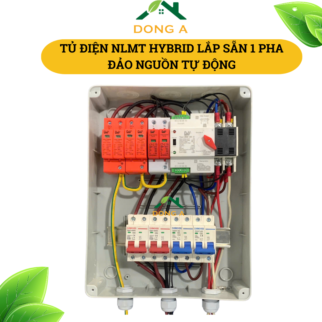 Tủ điện năng lượng mặt trời hybrid 1 pha _lắp sẵn, chuyển mạch tự động ...