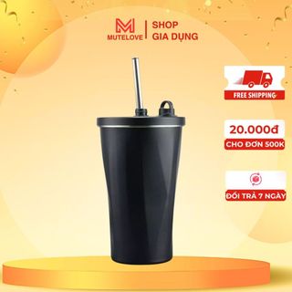 Ly Giữ Nhiệt 600ml Màu Pastel Xinh Xỉu, Cốc Trà Sữa Giữ Lạnh Kèm Ống Hút Tiện Lợi