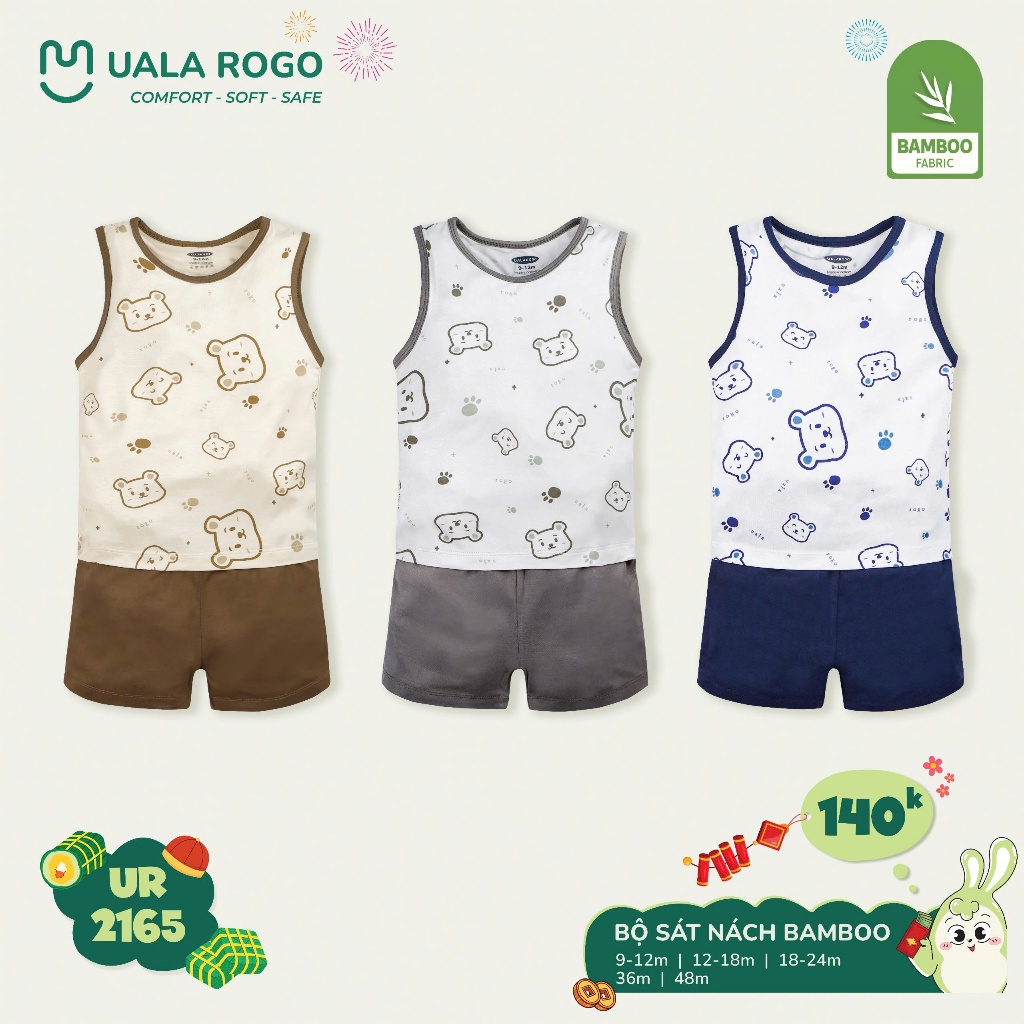 (8,5-19kg, 9-48M) Bộ Sát Nách Uala, Ba Lỗ Bé Trai UR2164 UR2165 UR2175 UR2211 UR2186 UR2179 UR2218
