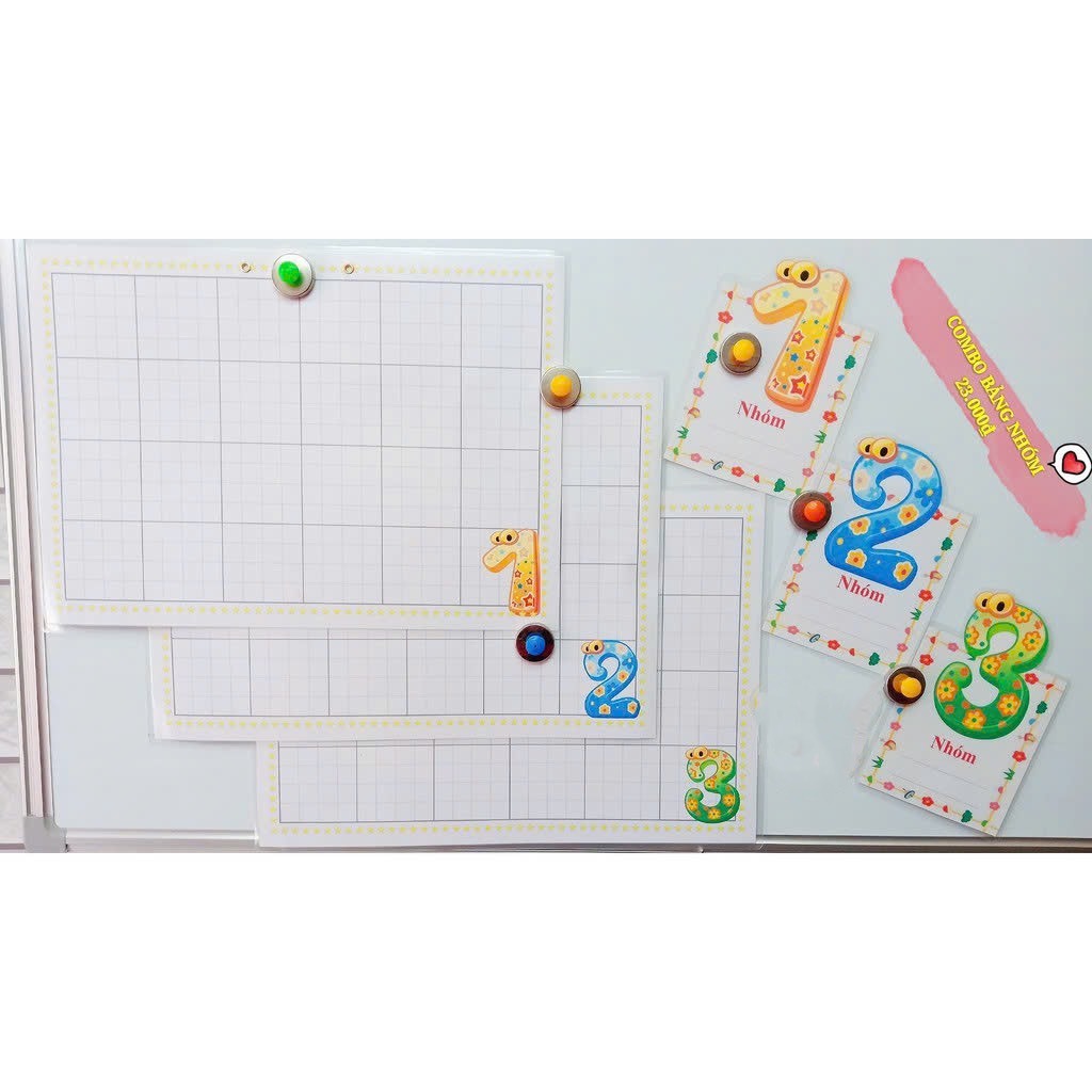 Combo bảng nhóm số (nhóm 1 đến nhóm 6) (Đồ Dùng Dạy Học)