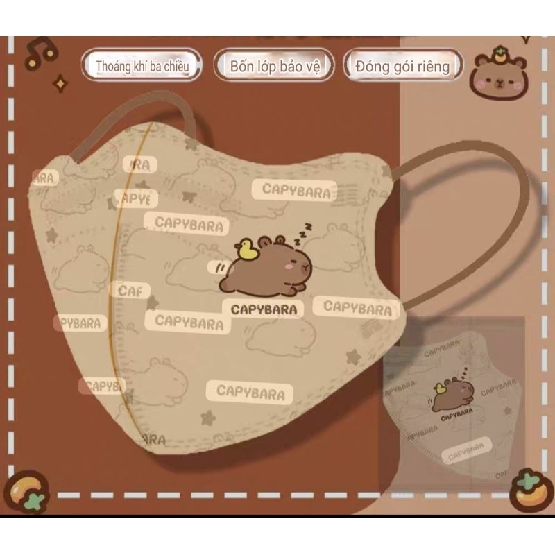 (SET 10C/50C) MASK/KHẨU TRANG THỜI TRANG HOẠT HÌNH CAPYBARA NGƯỜI LỚN- MR&MRSHOUSE