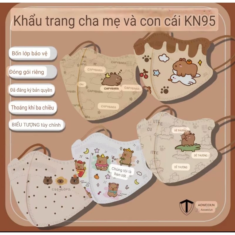 (SET 10C/50C) MASK/KHẨU TRANG THỜI TRANG HOẠT HÌNH CAPYBARA NGƯỜI LỚN- MR&MRSHOUSE