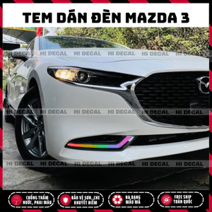 Decal dán đèn Mazda 3, Tem đèn Madza 3 trang trí xe chống nước, bền màu
