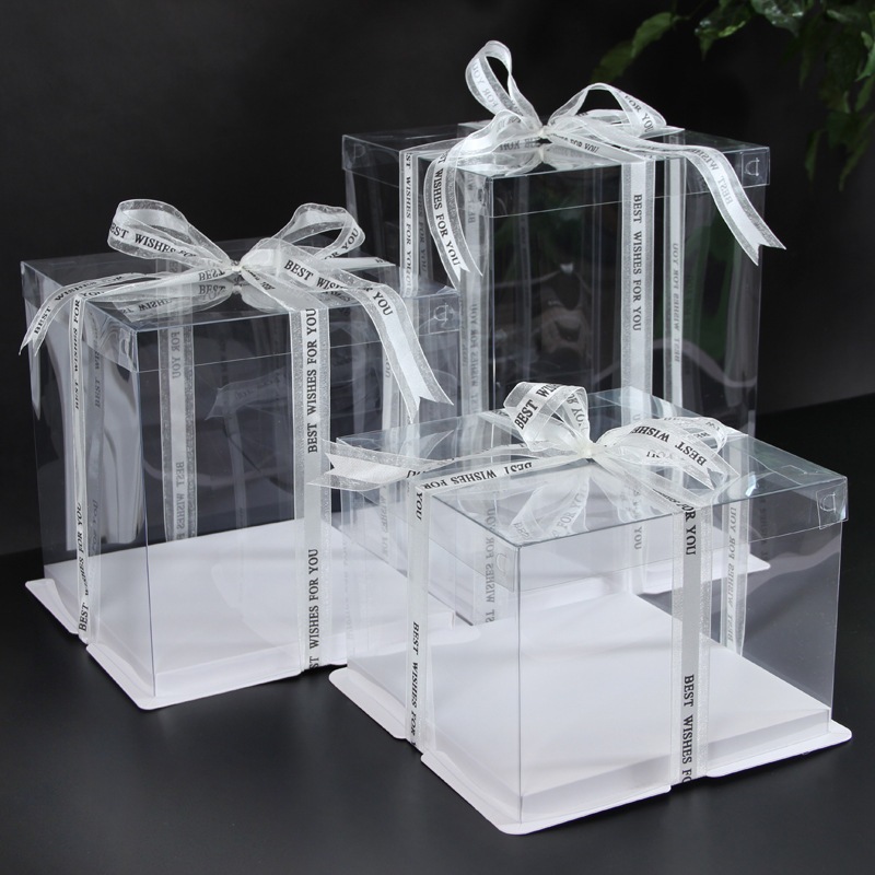 Hộp Đựng Mica Bearbrick Gấu Bánh Sinh Nhật Kẹo Quà Nắp Trong Tặng Ruy Băng