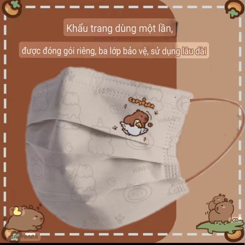 (SET 10C/50C) MASK/KHẨU TRANG THỜI TRANG HOẠT HÌNH CAPYBARA NGƯỜI LỚN- MR&MRSHOUSE